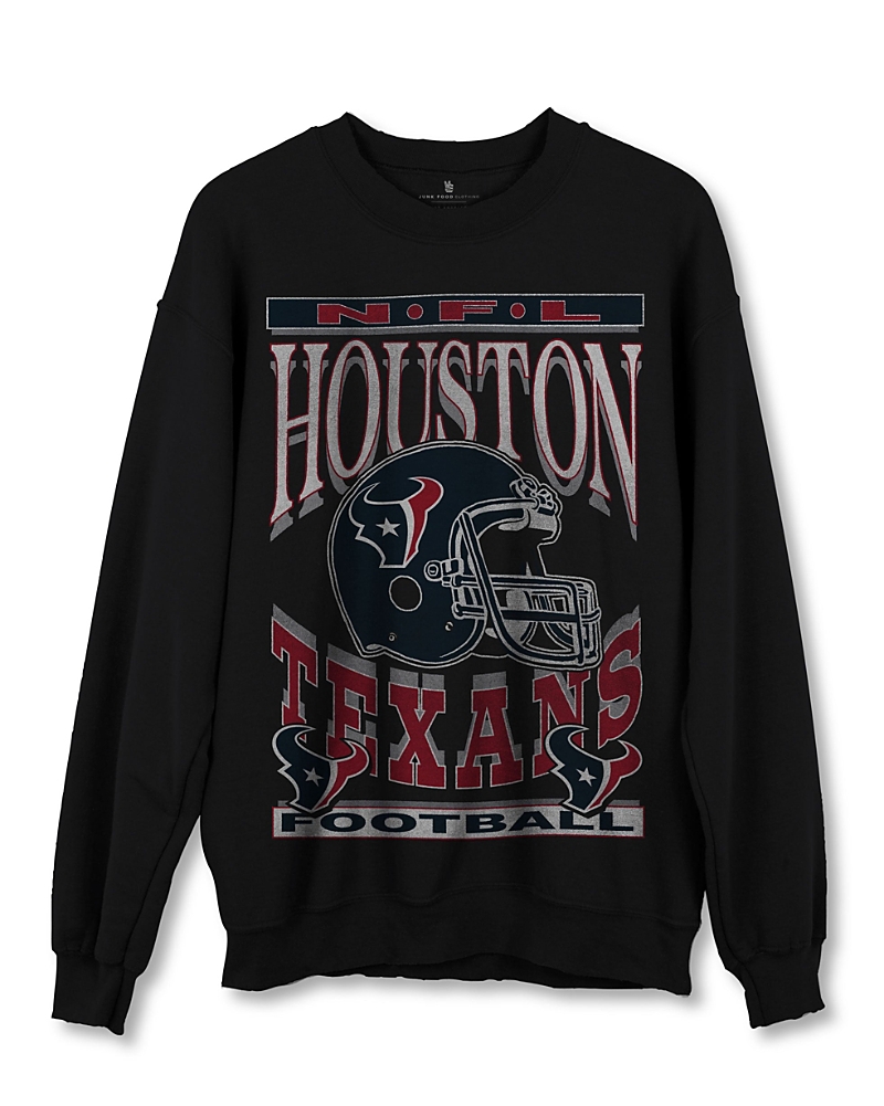 Junk Food Clothing Nfl Unisex Houston Texans Helmet Flea Market Crew Fleece Sweatshirt In Black