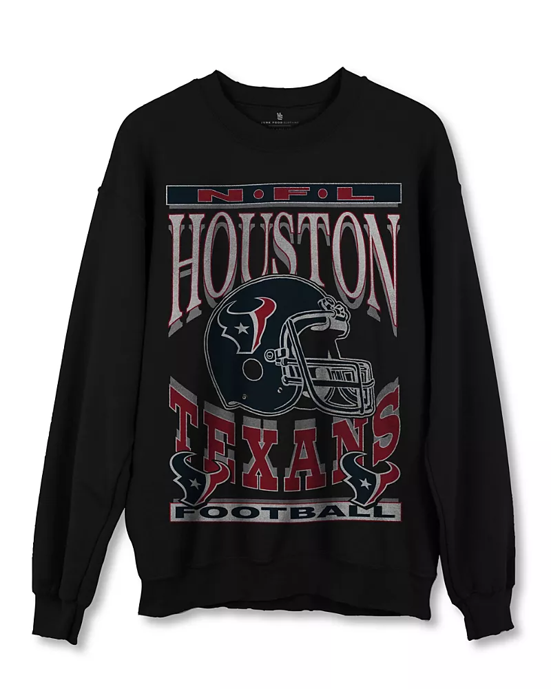 Junk Food Clothing Nfl Unisex Houston Texans Helmet Flea Market Crew Fleece Sweatshirt