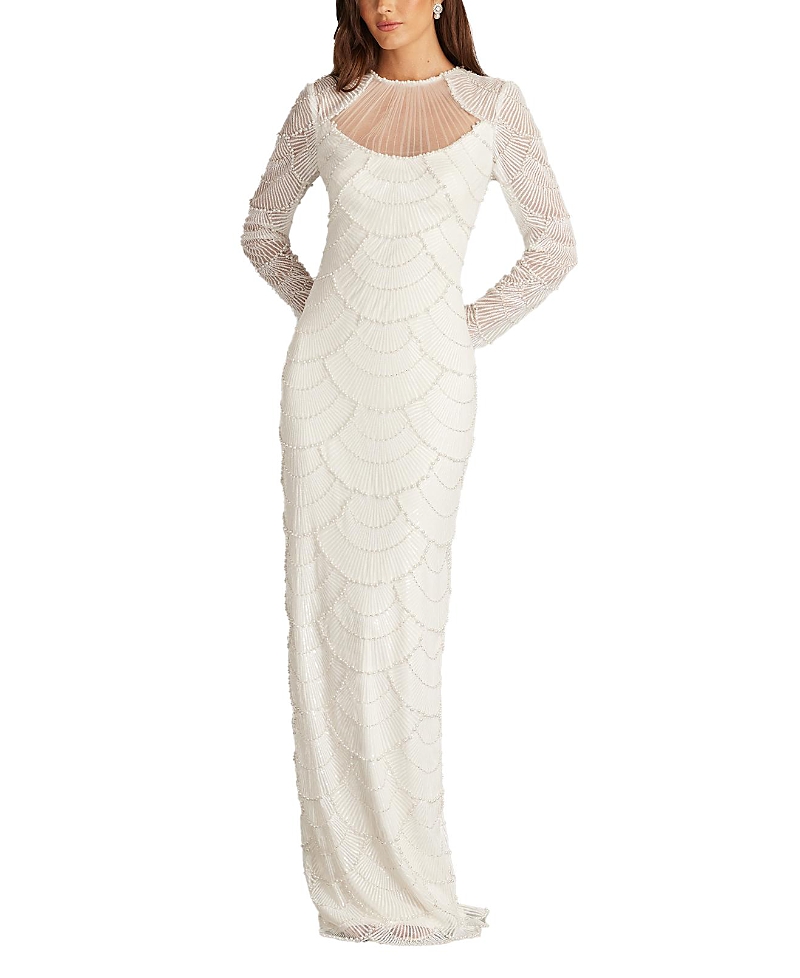 Tadashi Shoji Delmar Shell Embellished Gown In Ivory