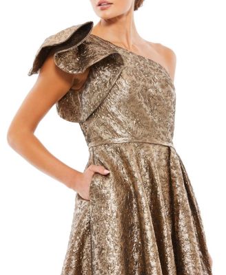 One-Shoulder Metallic Ballgown
