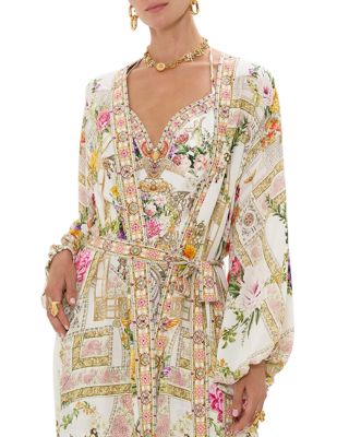 Silk Blouson Sleeve Layer Swim Cover Up in Egyptian Rose