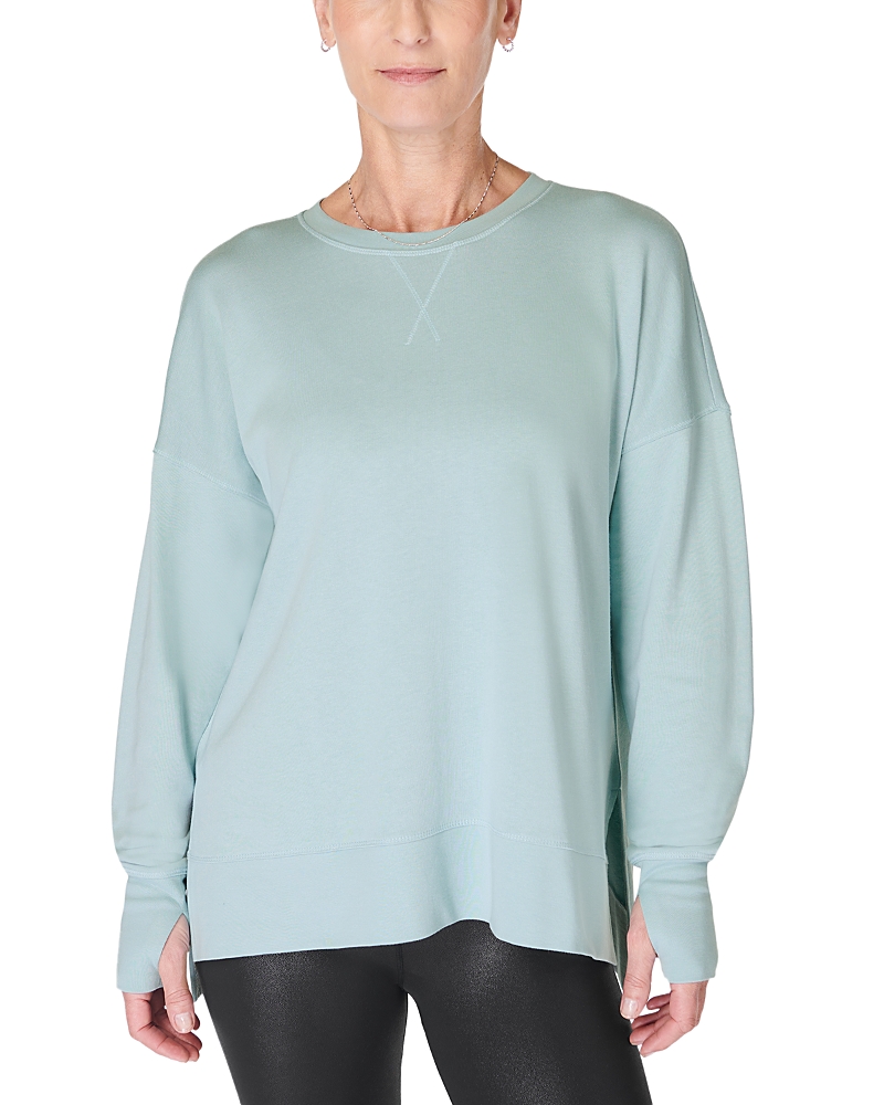 Sweaty Betty After Class Longline Sweatshirt In Muted Teal Blue