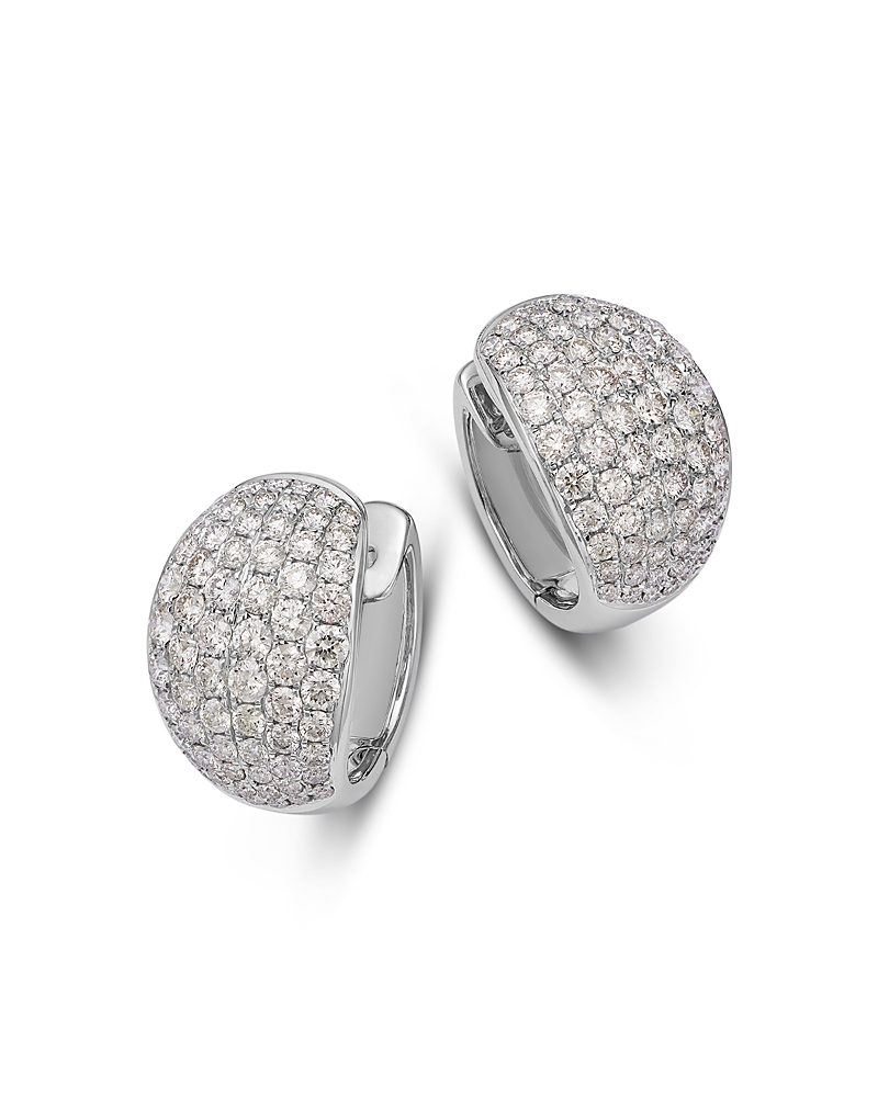 Bloomingdale's Fine Collection 14k White Gold Diamond Pave Oval Hoop Earrings, 3.85 Ct. T. W. In White