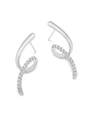 14K White Gold Diamond Ear Climbers, 0.33 tcw