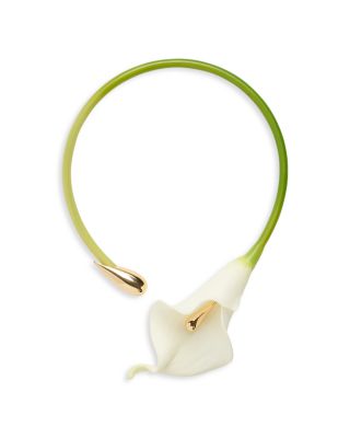 Cult Gaia Calla Lily Flower Choker Necklace in Gold Tone, 13.5