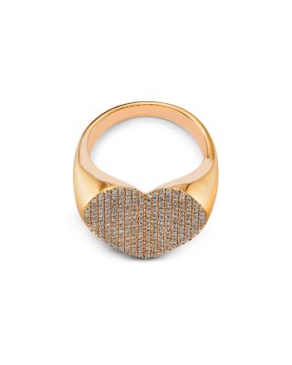 14K Yellow Gold Diamond Pav&eacute; Heart Ring, 0.66 tcw