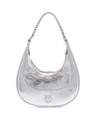 PINKO - Brioche Mini Textured Metallic Leather Hobo Bag