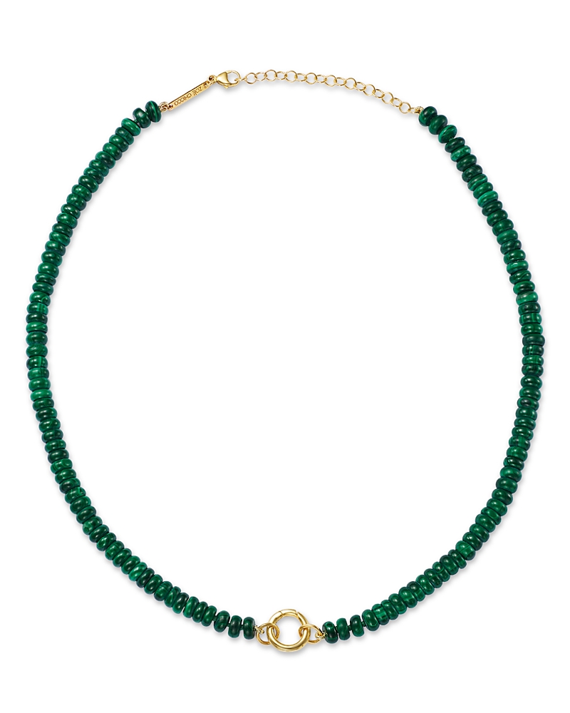 Zoë Chicco 14k Yellow Gold Malachite Beads Necklace, 16-18 In Green/ Gold