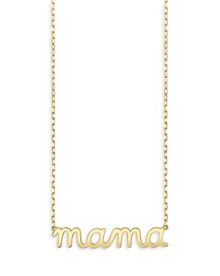 Sydney Evan - 14K Yellow Gold Pure Mama Script Pendant Necklace, 18"