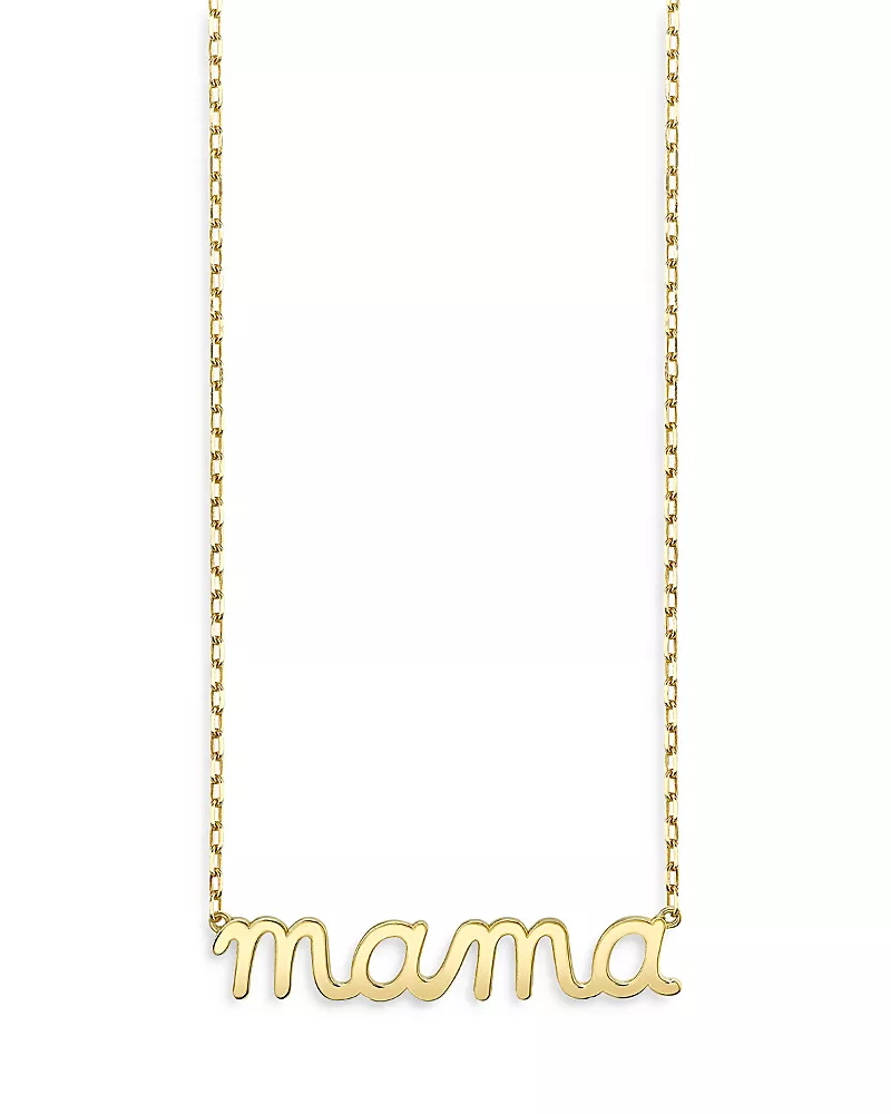 Sydney Evan 14K Yellow Gold Pure Mama Script Pendant Necklace, 18