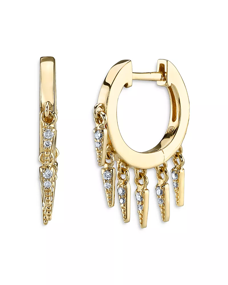 Sydney Evan 14K Yellow Gold Diamond Fringe Huggie Hoop Earrings