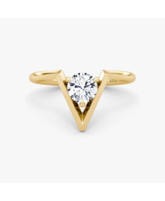 V Solitaire Ring in 14K Yellow Gold, .50ctw Round Brilliant Lab Grown Diamonds