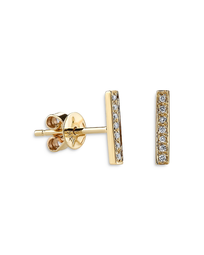 Sydney Evan 14k Yellow Gold Diamond Bar Stud Earrings In Gold