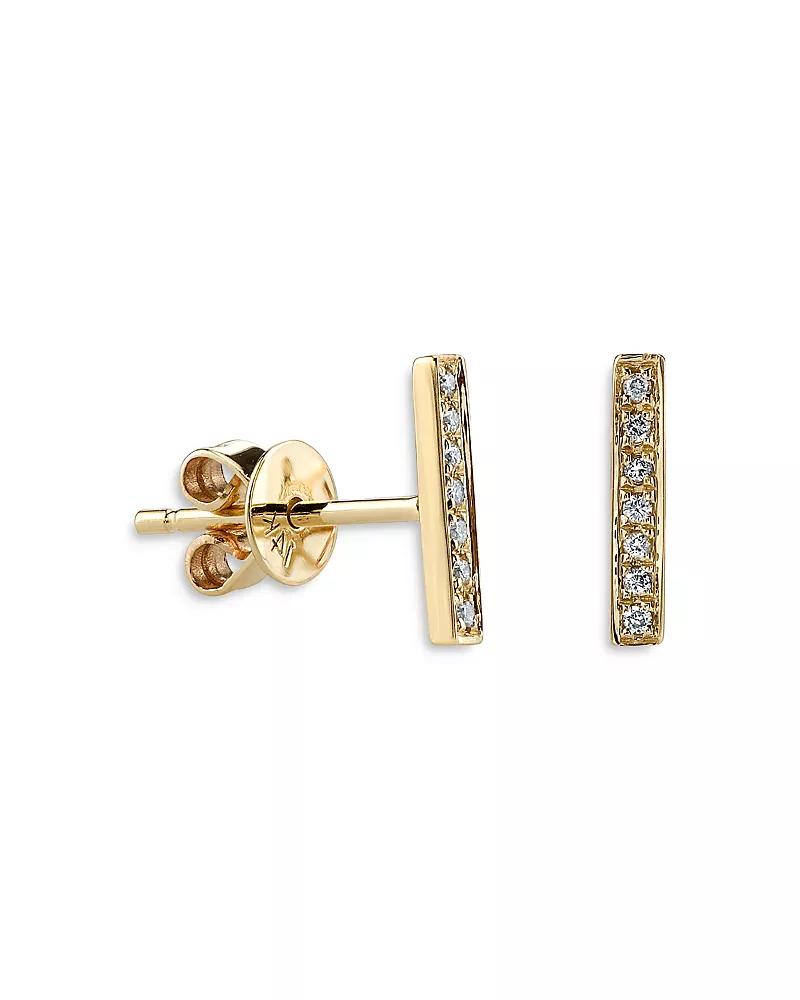 Sydney Evan 14k Yellow Gold Diamond Bar Stud Earrings