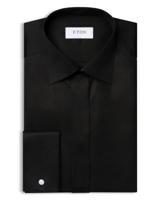 Slim Fit Twill Fly Front Formal Shirt