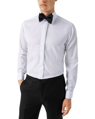 Slim Fit Twill Fly Front Formal Shirt