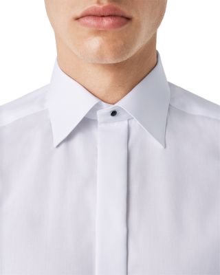 Slim Fit Twill Fly Front Formal Shirt