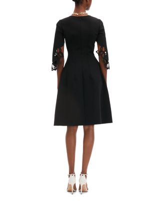 Lace Embroidered Split Neck Dress