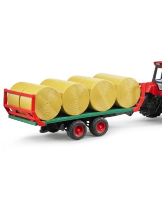  1/16 Flat Wagon Bale Carrier with Tandem Axle Round Bales Toy 2-4 - Ages 2-4