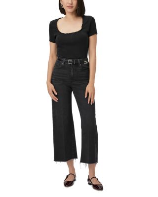 Petites Anessa High Rise Wide Leg Jeans in Black Lotus