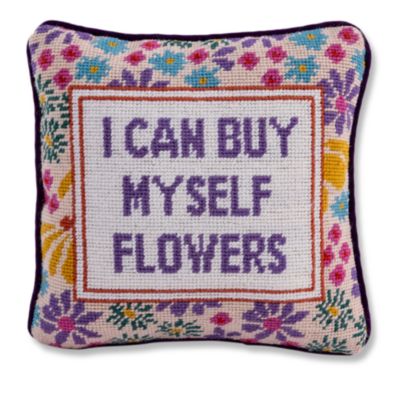 Furbish Studio Flowers Needlepoint Pillow, 11 x 11