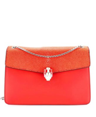 Pre-Owned Bvlgari - Medium Serpenti Forever Shoulder Bag Leather and Stingray