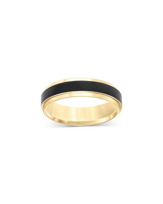 Men's Bevel Edge Band in Yellow & Black Tungsten