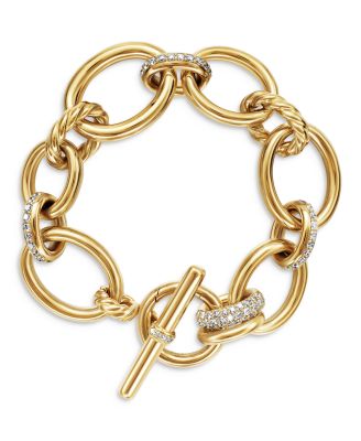 DY Mercer Chain Bracelet in 18K Yellow Gold with Diamonds, 25mm