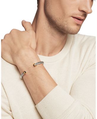Men's Cable Cuff Bracelet in Sterling Silver & 18K Yellow Gold
