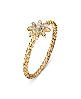 Petite Starburst Station Ring in 18K Yellow Gold with Diamonds