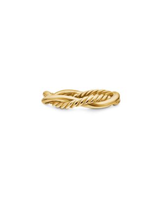 18K Yellow Gold Petite Infinity Twisted Ring with Diamonds