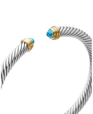 Classic Cable Bracelet in Sterling Silver with 14K Yellow Gold , 5mm