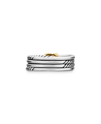 X Crossover Band Ring in Sterling Silver with 18K Yellow Gold, 6mm