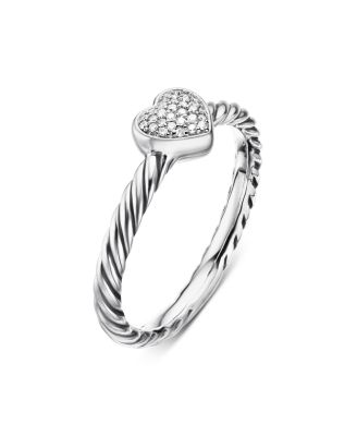 Petite Pav&eacute; Heart Ring with Diamonds