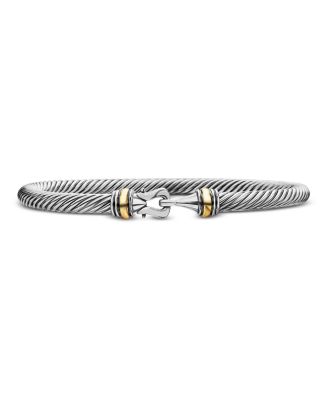 David Yurman - Buckle Classic Cable Bracelet in Sterling Silver with 18K Yellow Gold, 4mm