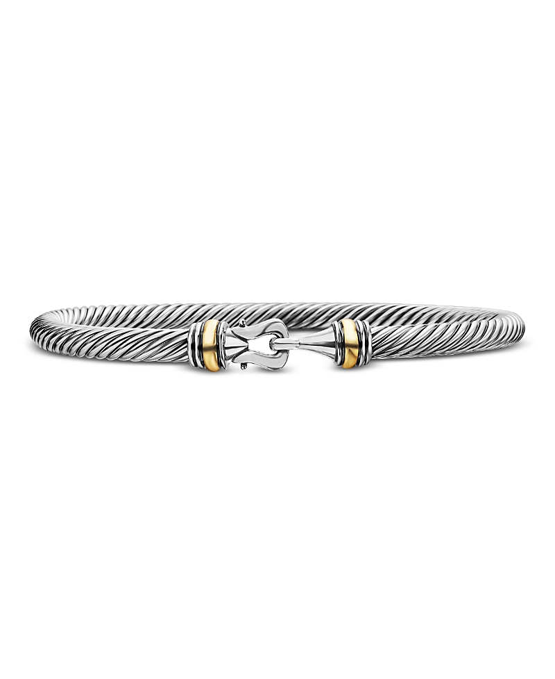 David Yurman Buckle Classic Cable Bracelet in Sterling Silver with 18K Yellow Gold, 4mm