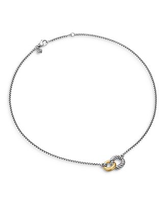 Belmont&reg; Curb Link Necklace in Sterling Silver with 18K Yellow Gold, 20mm