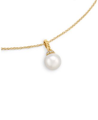 18K Yellow Gold Solari Pendant Necklace with Cultured Freshwater Pearl & Diamonds, 18"