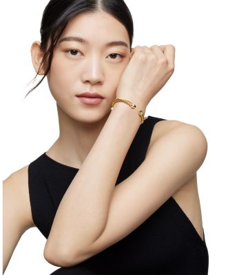 Classic Cablespira&reg; Bracelet in 18K Yellow Gold with Gold Domes and Diamonds, 5mm