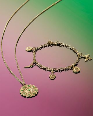 Wicked x Sydney Evan 14K Yellow Gold Pink Sapphire & Amethyst Glinda Charm Bracelet