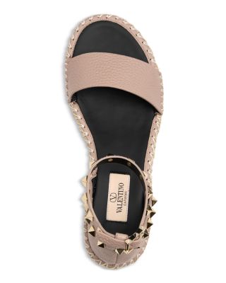 Rockstud Flatform Ankle-Strap Espadrille Sandals 