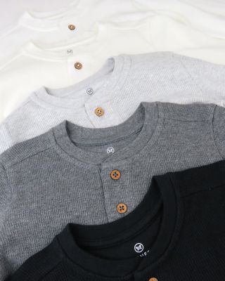 Unisex Long Sleeve Waffle Henley Shirt, Pack of 5 - Baby