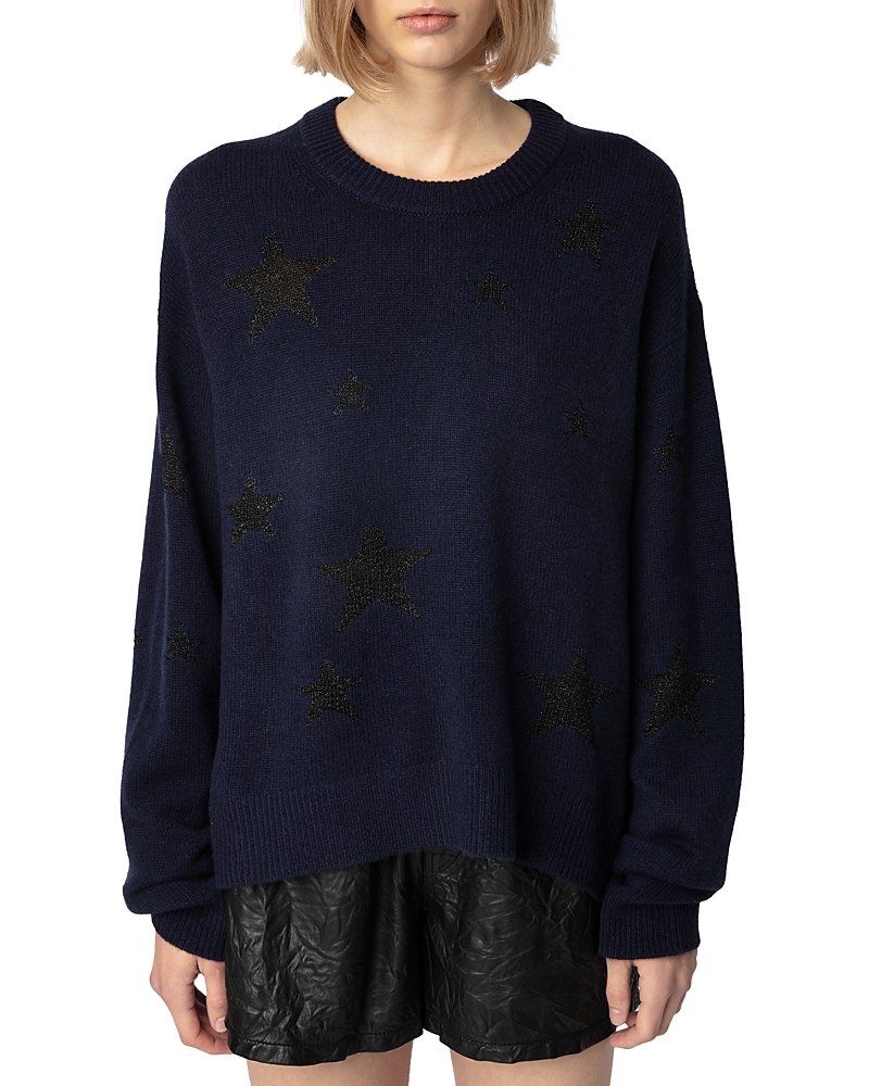 Zadig & Voltaire Markus Stars Cashmere Sweater In Encre