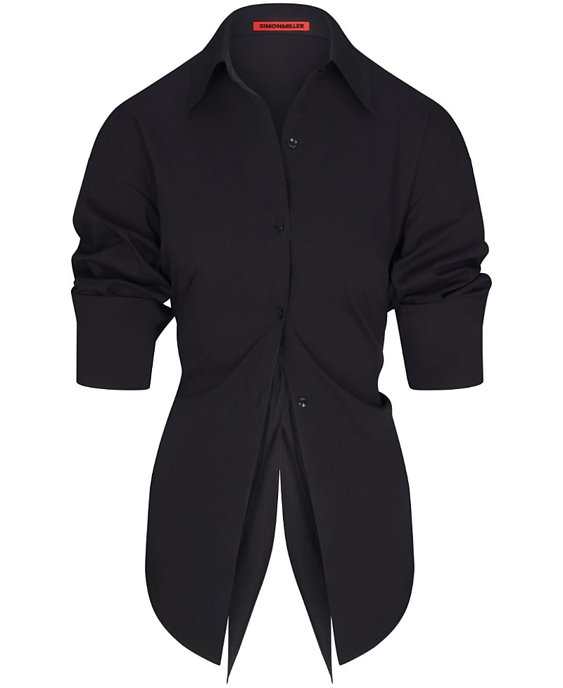 Simonmiller Loch Poplin Button Up Top In Black