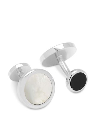 Double Sided Mother of Pearl Round Beveled Stud Set