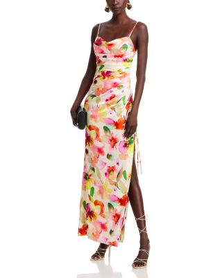 Printed Stretch Sateen Gown