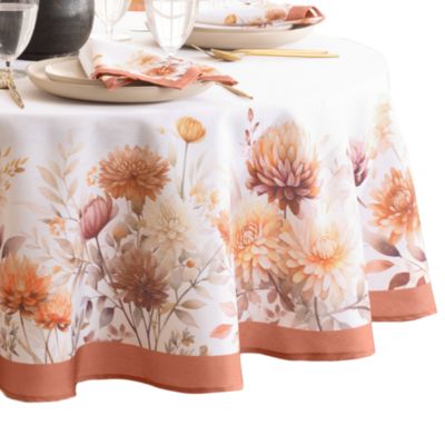 Elrene Home Fashions - Autumn Blooms Round Tablecloth, 70"