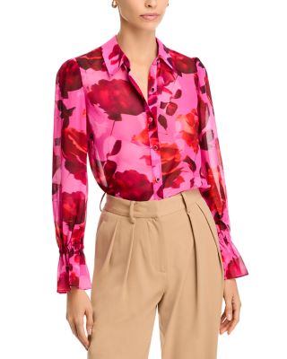 MILLY - Lace Floral Print Blouse