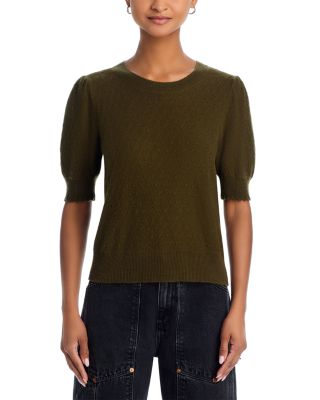 Cashmere Pointelle Puff Sleeve Sweater