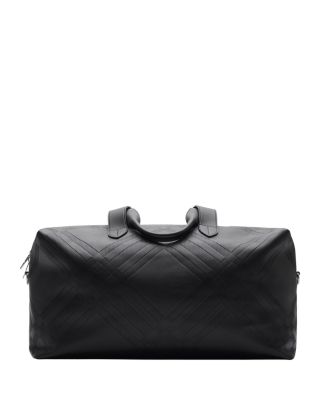 Embossed Check Leather Duffle Bag